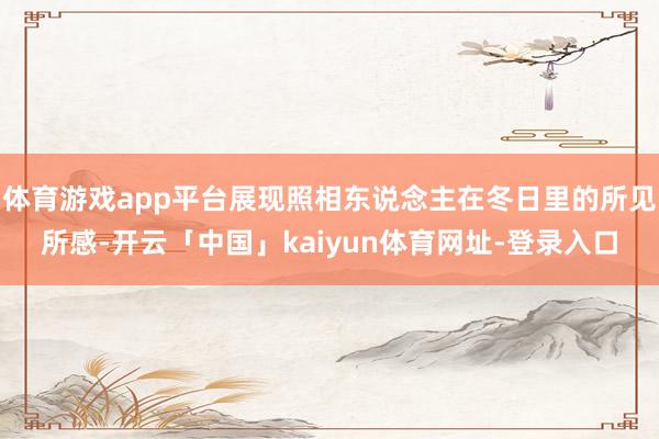 体育游戏app平台展现照相东说念主在冬日里的所见所感-开云「中国」kaiyun体育网址-登录入口