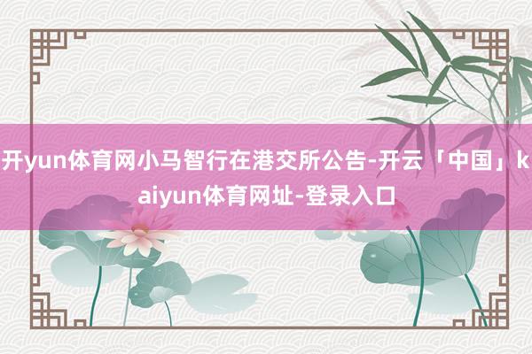 开yun体育网小马智行在港交所公告-开云「中国」kaiyun体育网址-登录入口